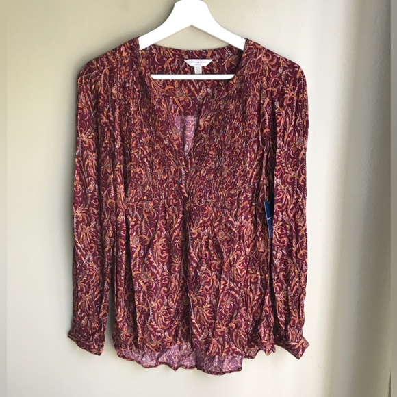 Lucky Brand Tops - NWT! Lucky Brand Paisley V Neck Peasant Blouse Long Sleeve Boho Size: S